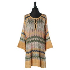 Multicolor knit dress with button in the top middle front M Missoni 