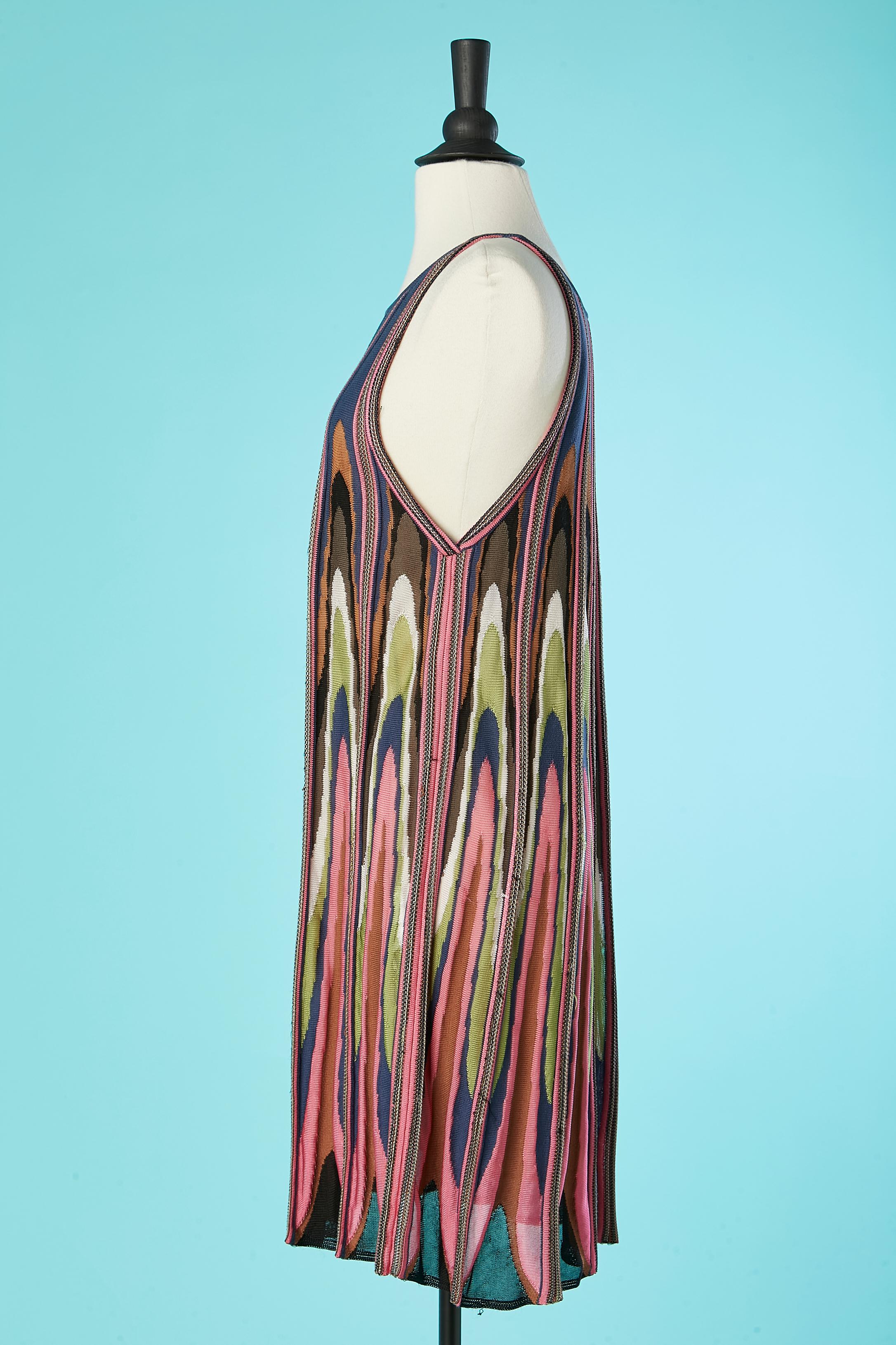 Women's Multicolor knit jacquard sleeveless dress M Missoni  For Sale