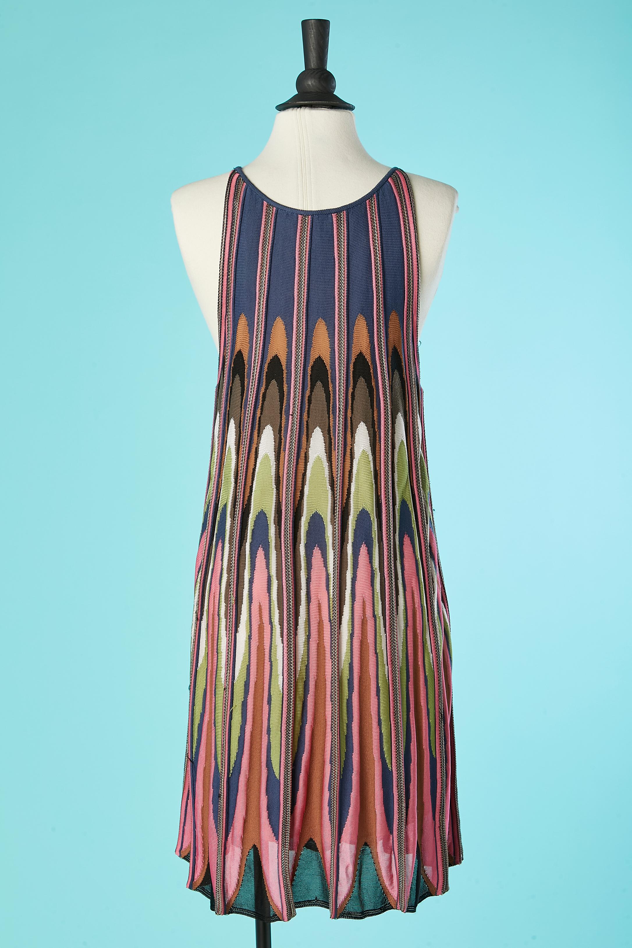 Multicolor knit jacquard sleeveless dress M Missoni  For Sale 1
