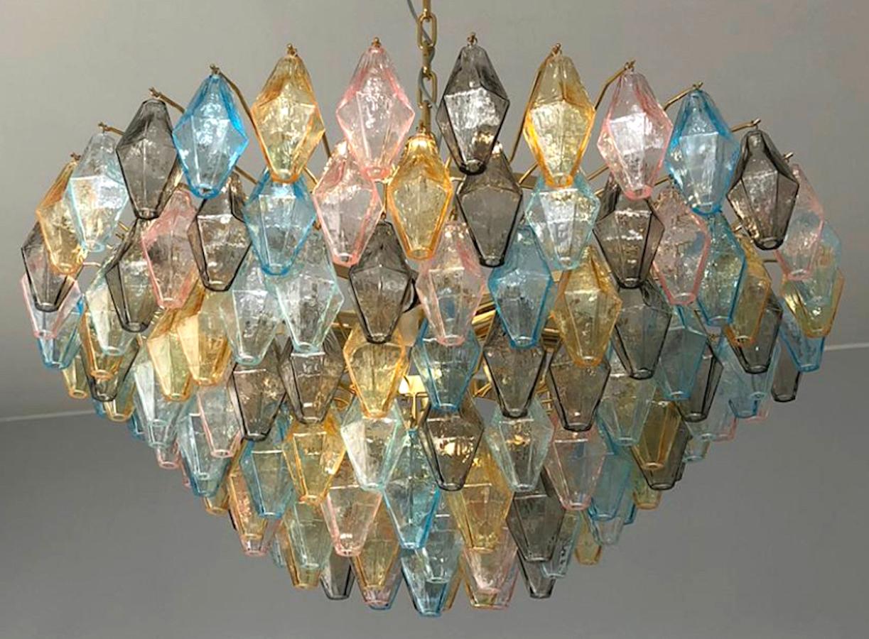 This chandelier consists dozens of hand blown multicolor 