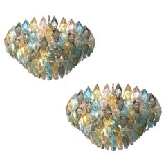 Multicolor Large Poliedri Murano Glass Chandelier or Ceiling Light