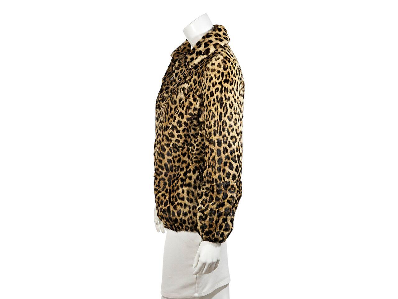 Multicolor Leopard-Print Fur Bomber Jacket In Good Condition In New York, NY