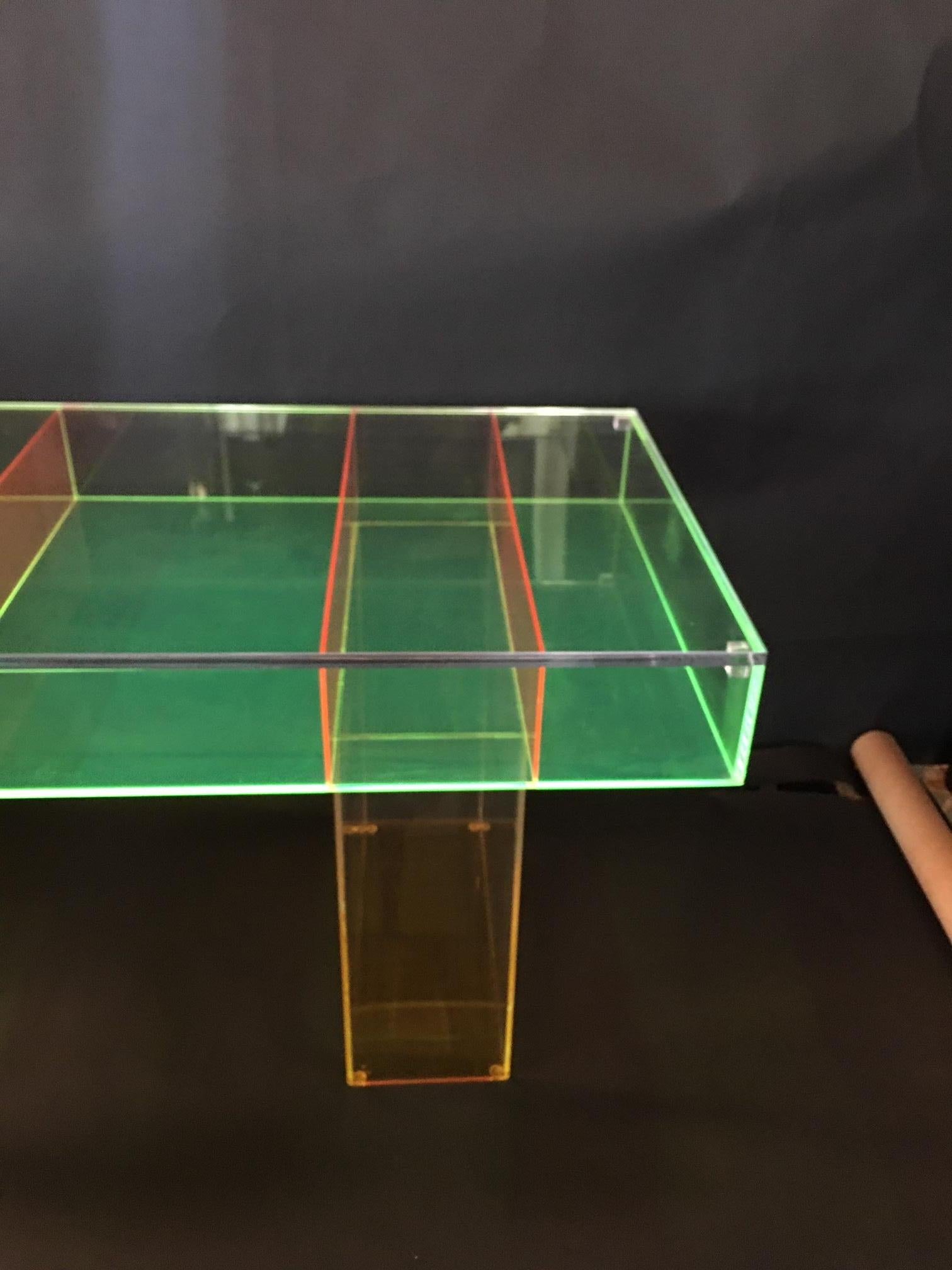 colored lucite coffee table