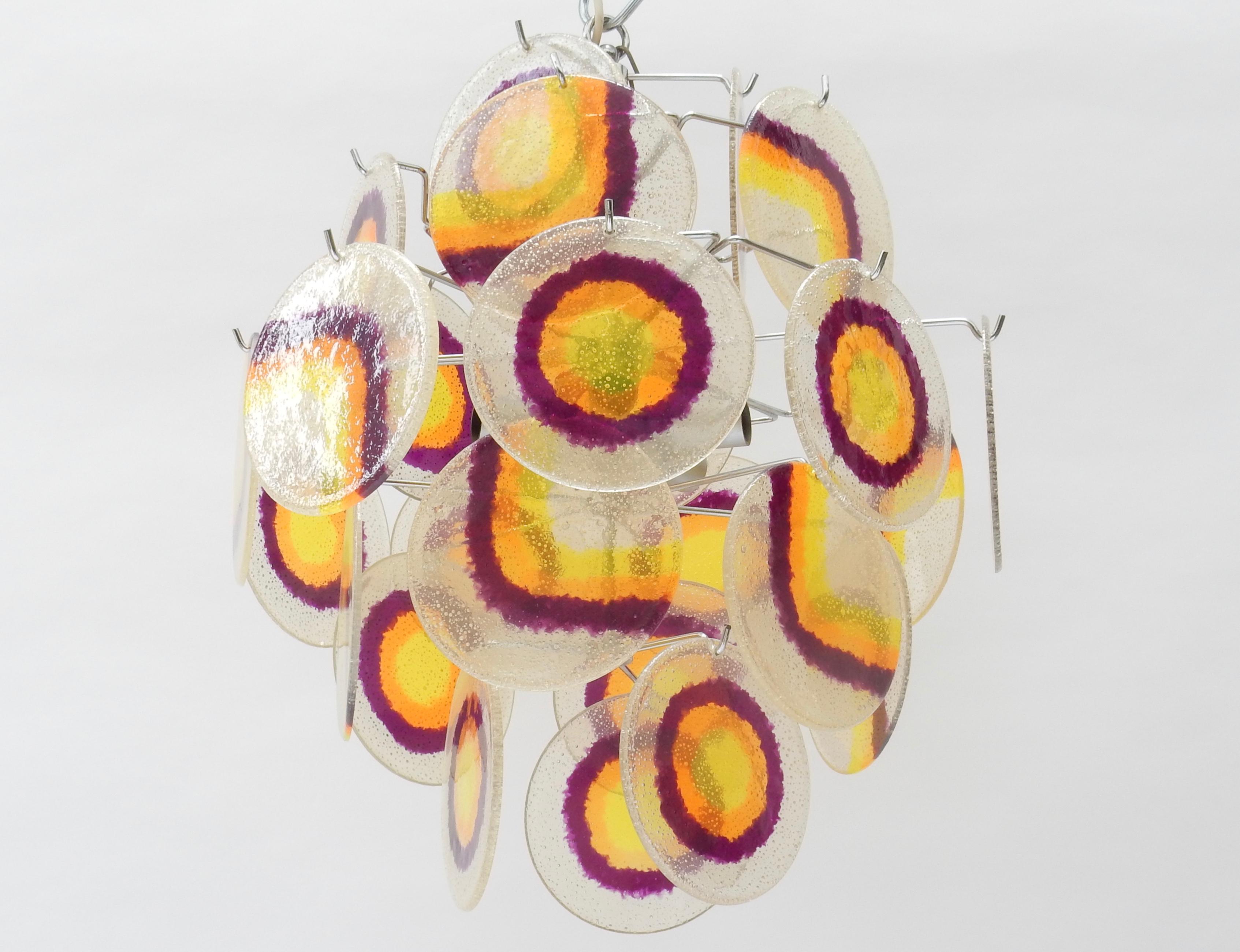 Multicolor Lucite Disc Chandelier, 1970s In Good Condition In London, GB