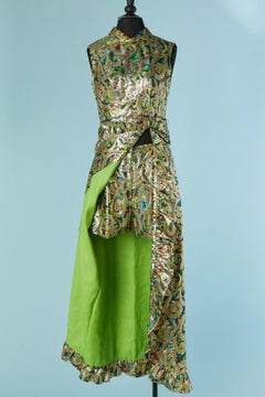 Multicolor lurex brocade dress and short ensemble B SIEGEL  Circa 1970's