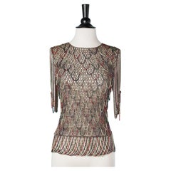 Multicolor lurex knit top with chains and lurex knit sleeves  Loris Azzaro 