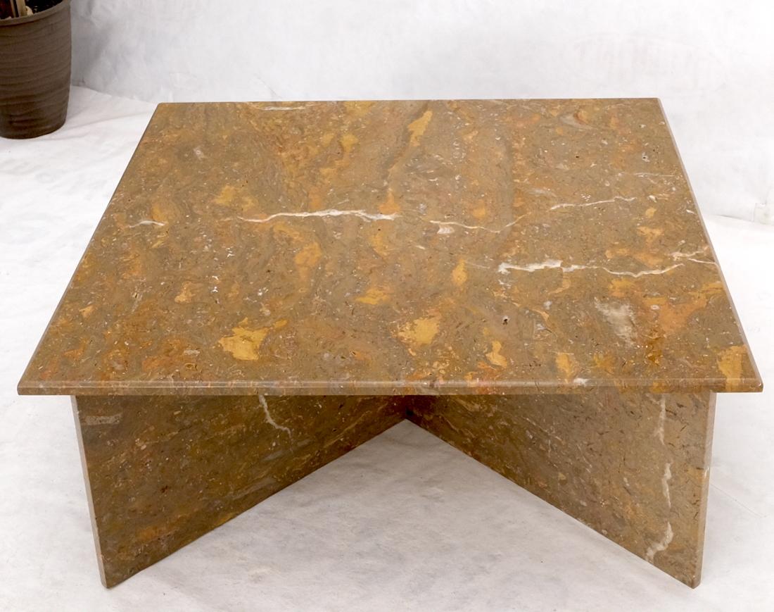 Multicolor Marble X Base Square Marble Coffee Table For Sale 2