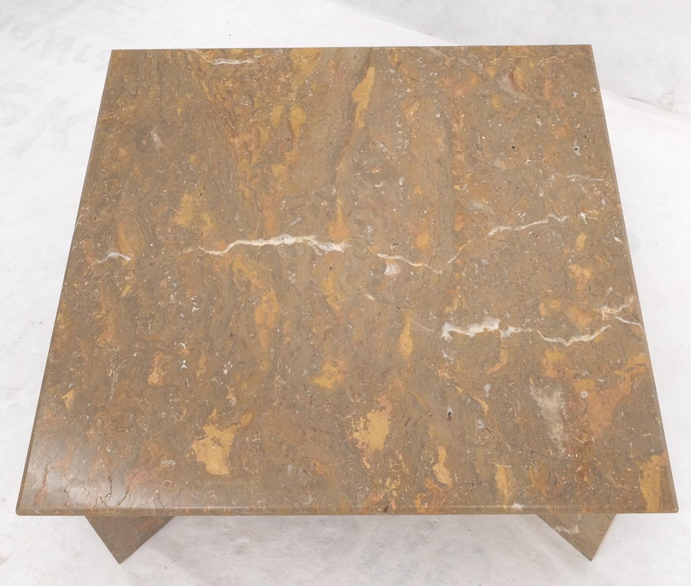 Polished Multicolor Marble X Base Square Marble Coffee Table For Sale