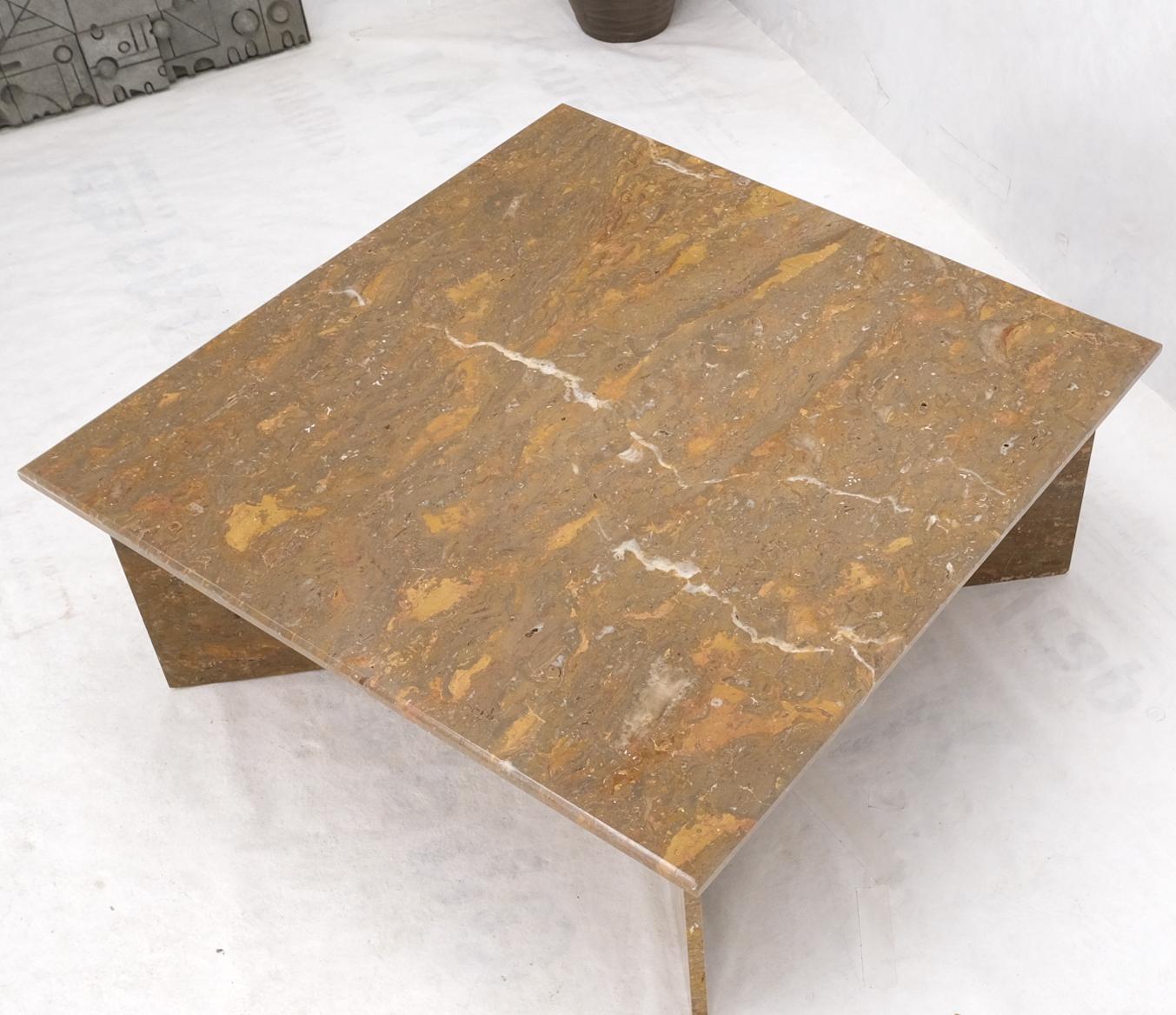 Multicolor Marble X Base Square Marble Coffee Table In Excellent Condition For Sale In Rockaway, NJ