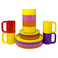 Vintage Multicolor Massimo Vignelli for Heller Dishes - Service for 4