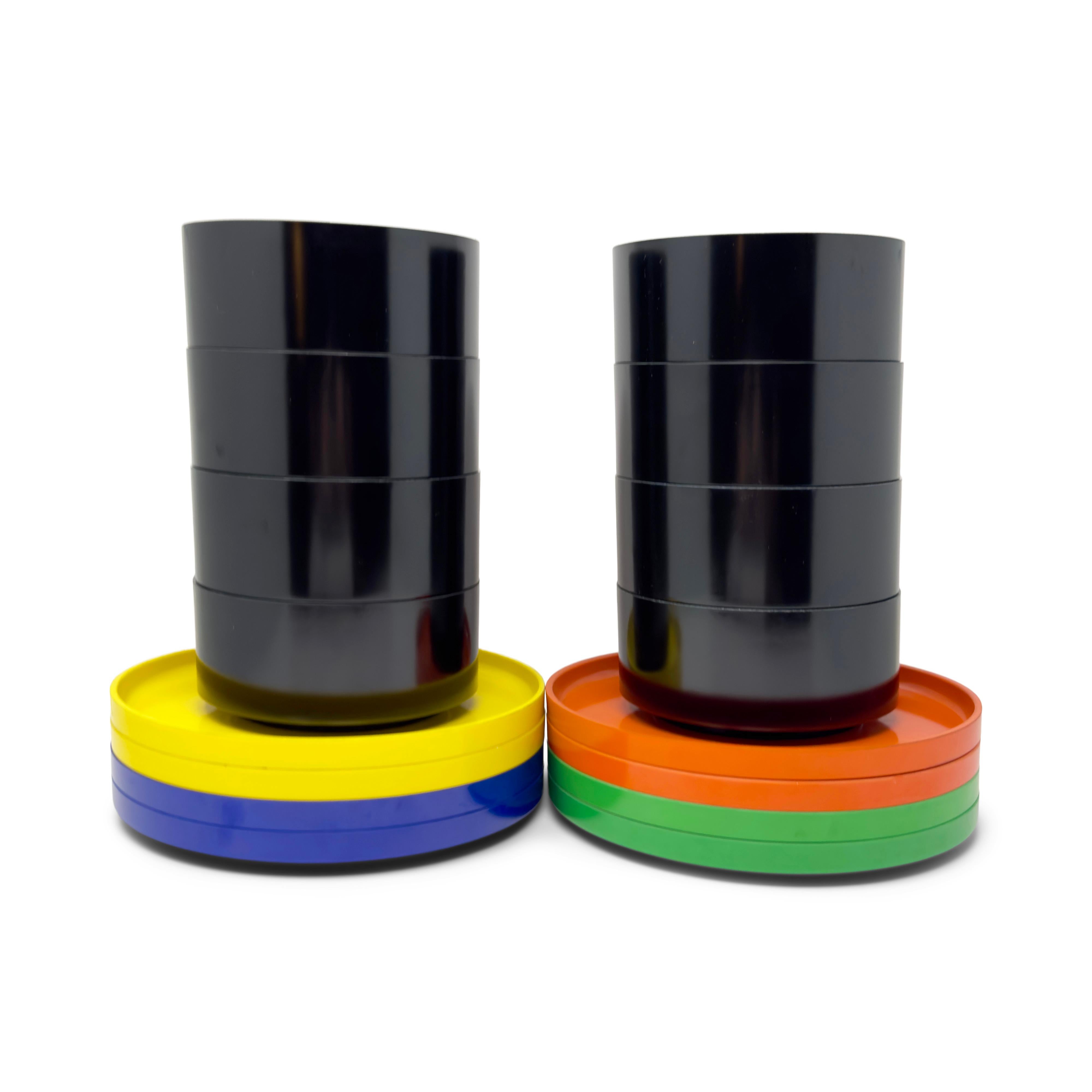 Post-Modern Multicolor Massimo Vignelli for Heller Salad Plates and Bowls - Set of 16