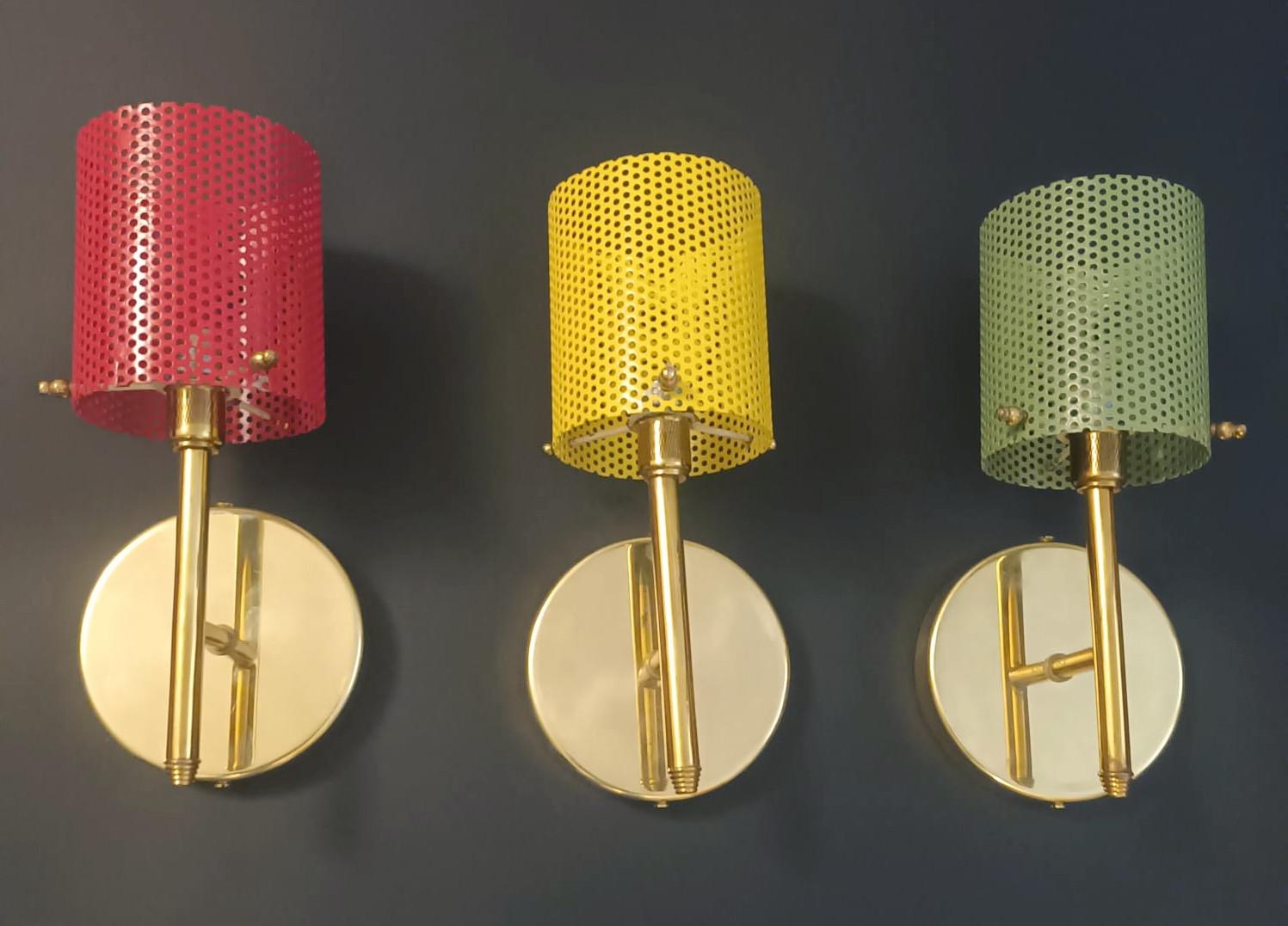 Mid-Century Modern Multicolor Midcentury Sconces in the Style of Stilnovo, 3 Available For Sale
