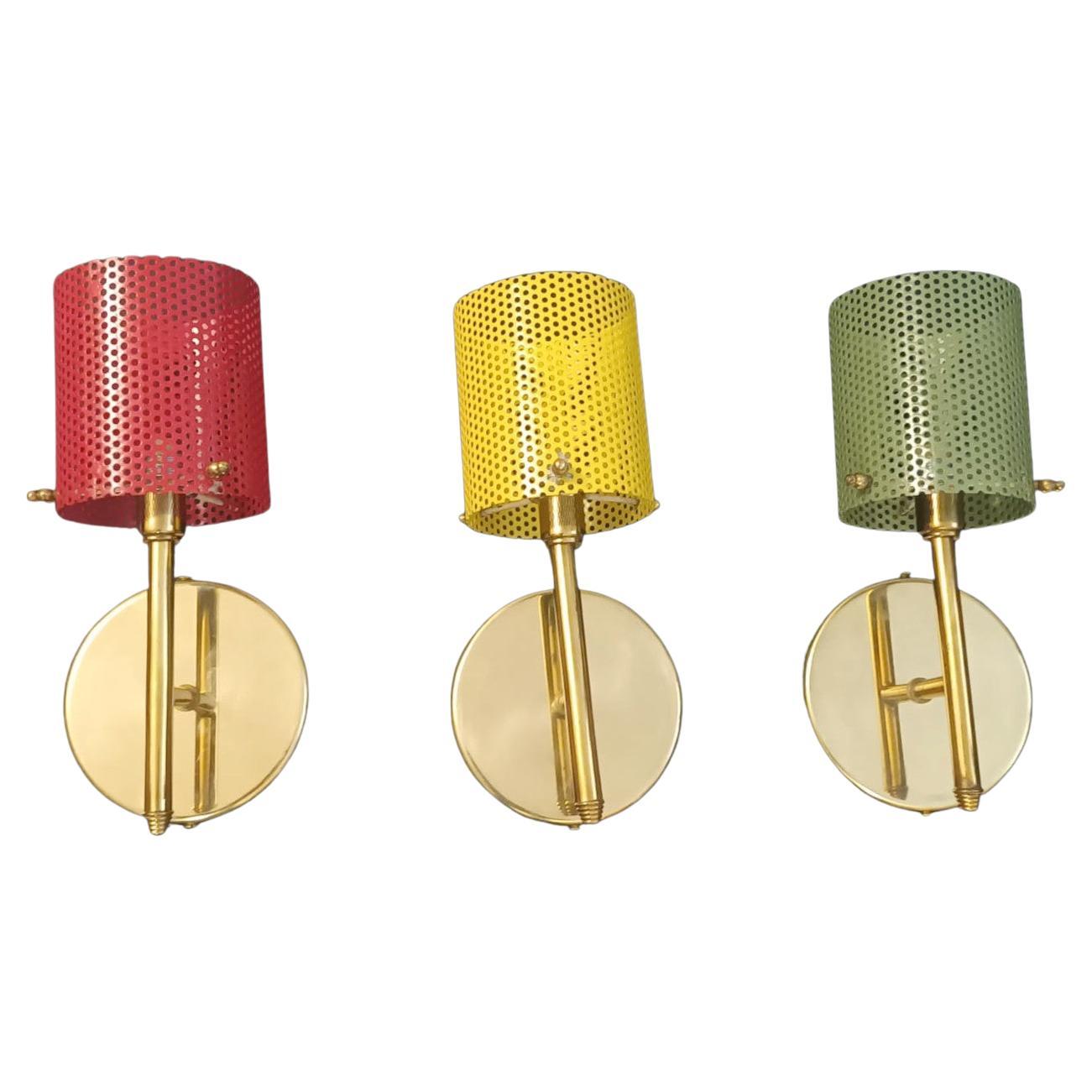 Multicolor Midcentury Sconces in the Style of Stilnovo, 3 Available For Sale