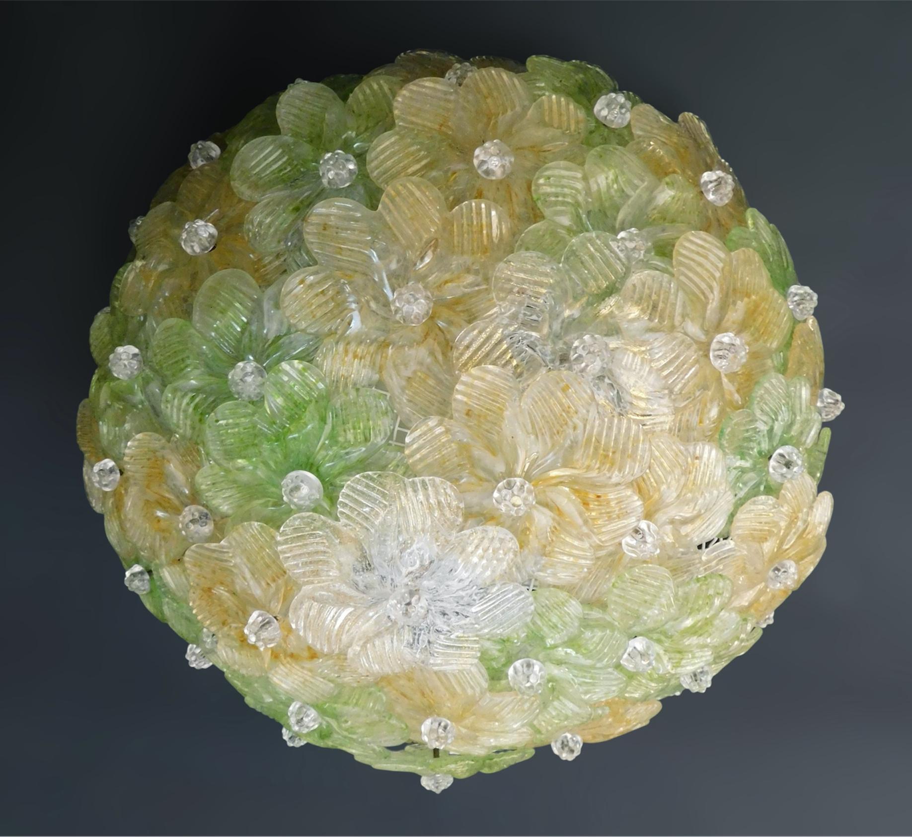 Mid-Century Modern Multicolor Millefiori Flush Mount by Barovier e Toso For Sale