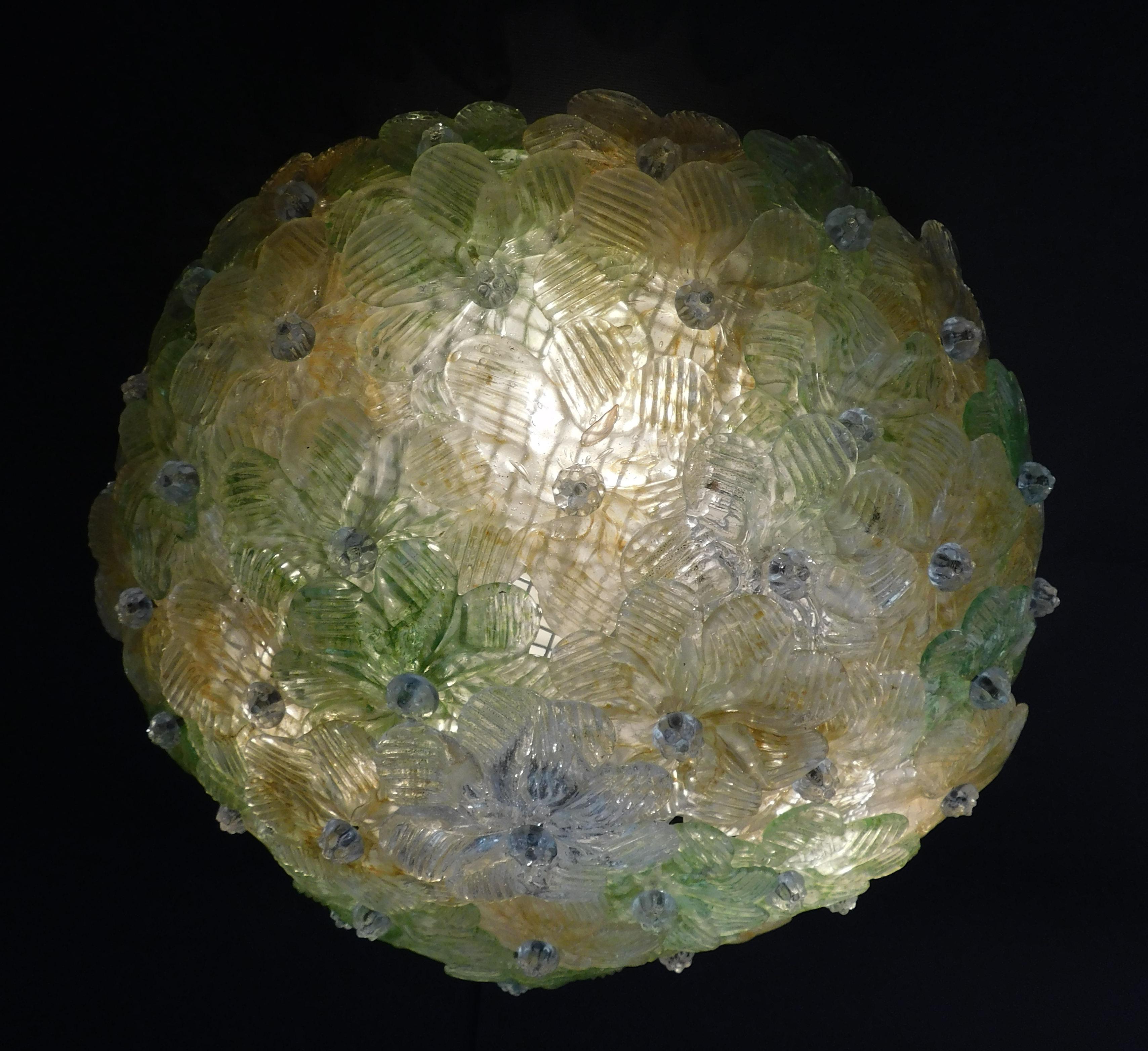 Multicolor Millefiori Flush Mount by Barovier e Toso In Good Condition For Sale In Los Angeles, CA