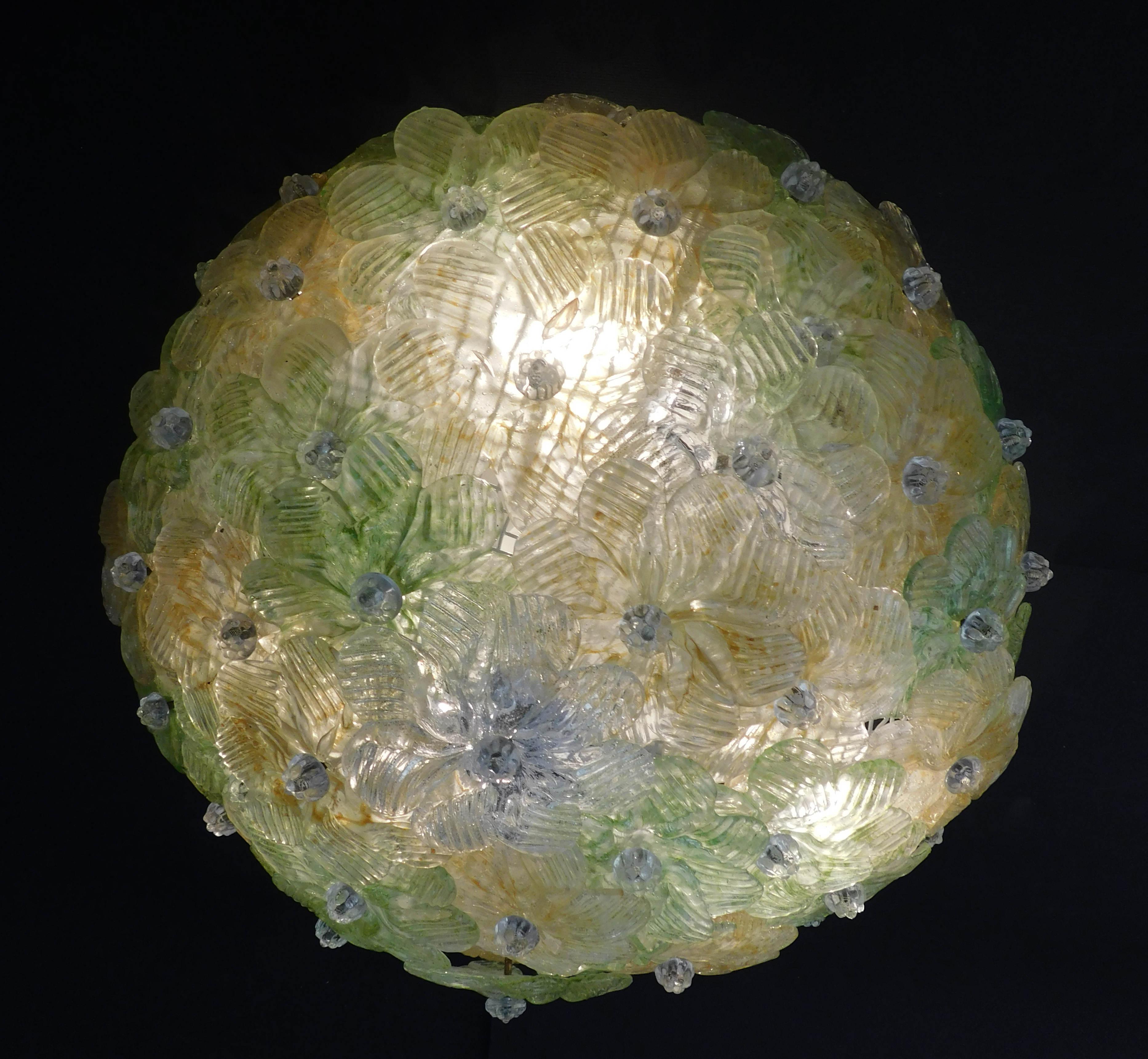 20th Century Multicolor Millefiori Flush Mount by Barovier e Toso For Sale