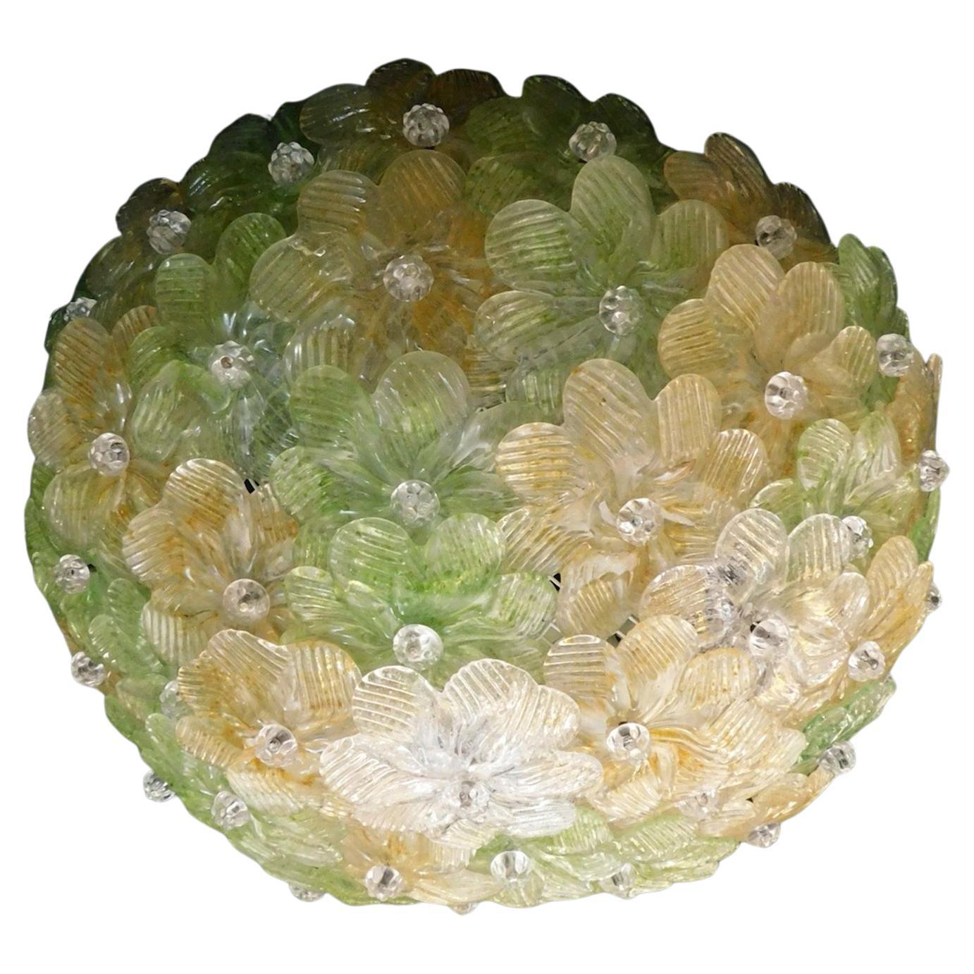 Multicolor Millefiori Flush Mount by Barovier e Toso For Sale