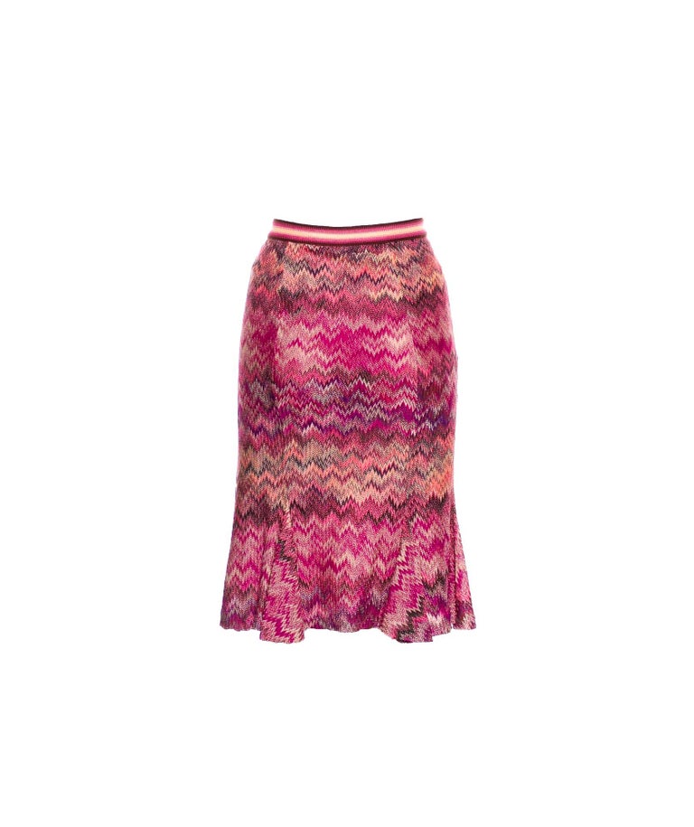 Multicolor Missoni Cropped Zigzag Knit Skirt For Sale at 1stdibs