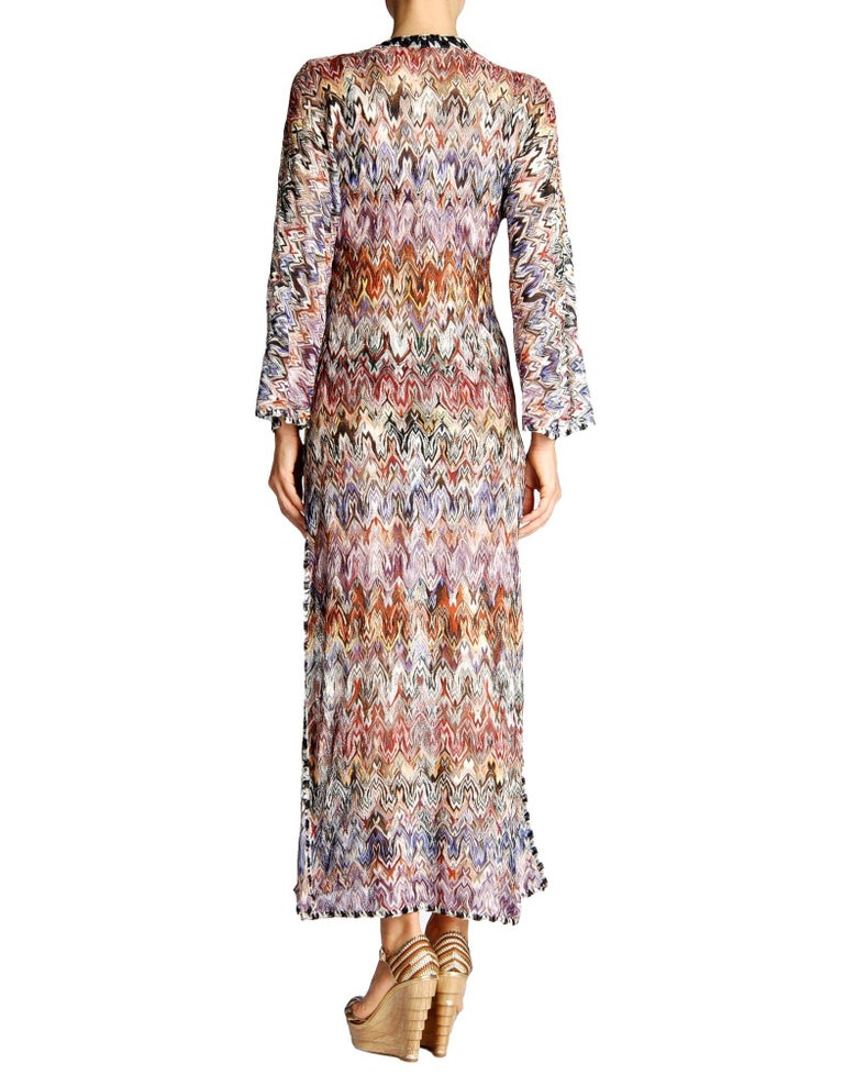 NEW Missoni Multicolor Signature Crochet Knit Kaftan Style Maxi Dress
