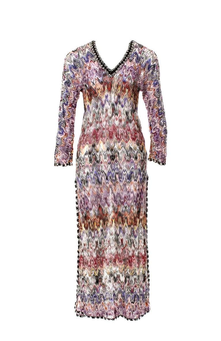 NEW Missoni Multicolor Signature Crochet Knit Kaftan Style Maxi Dress