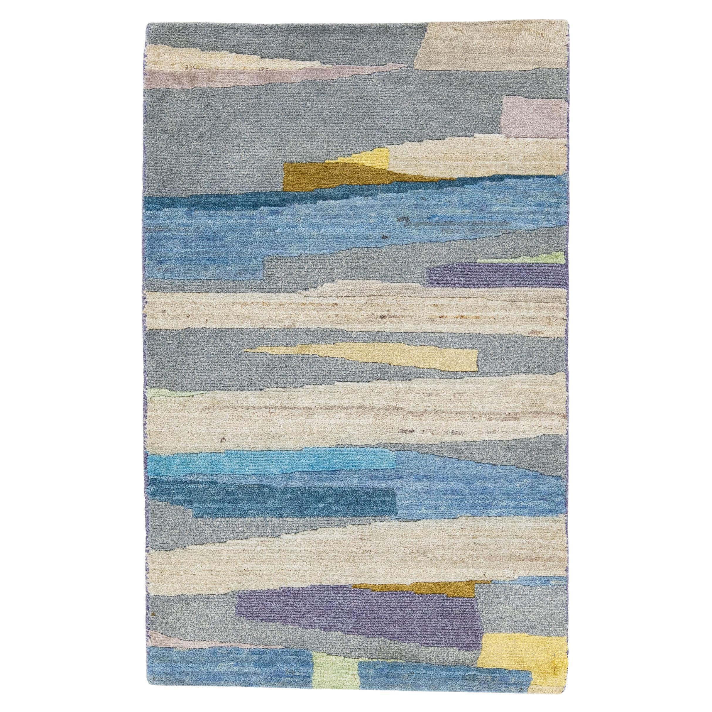 Multicolor Modern Handmade Abstract Custom Wool Rug