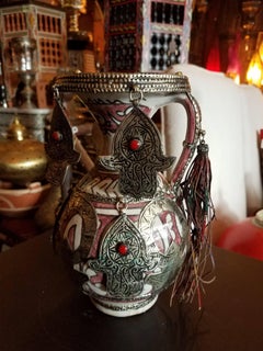 Multicolor Moroccan Khamsa Vase with Tussel