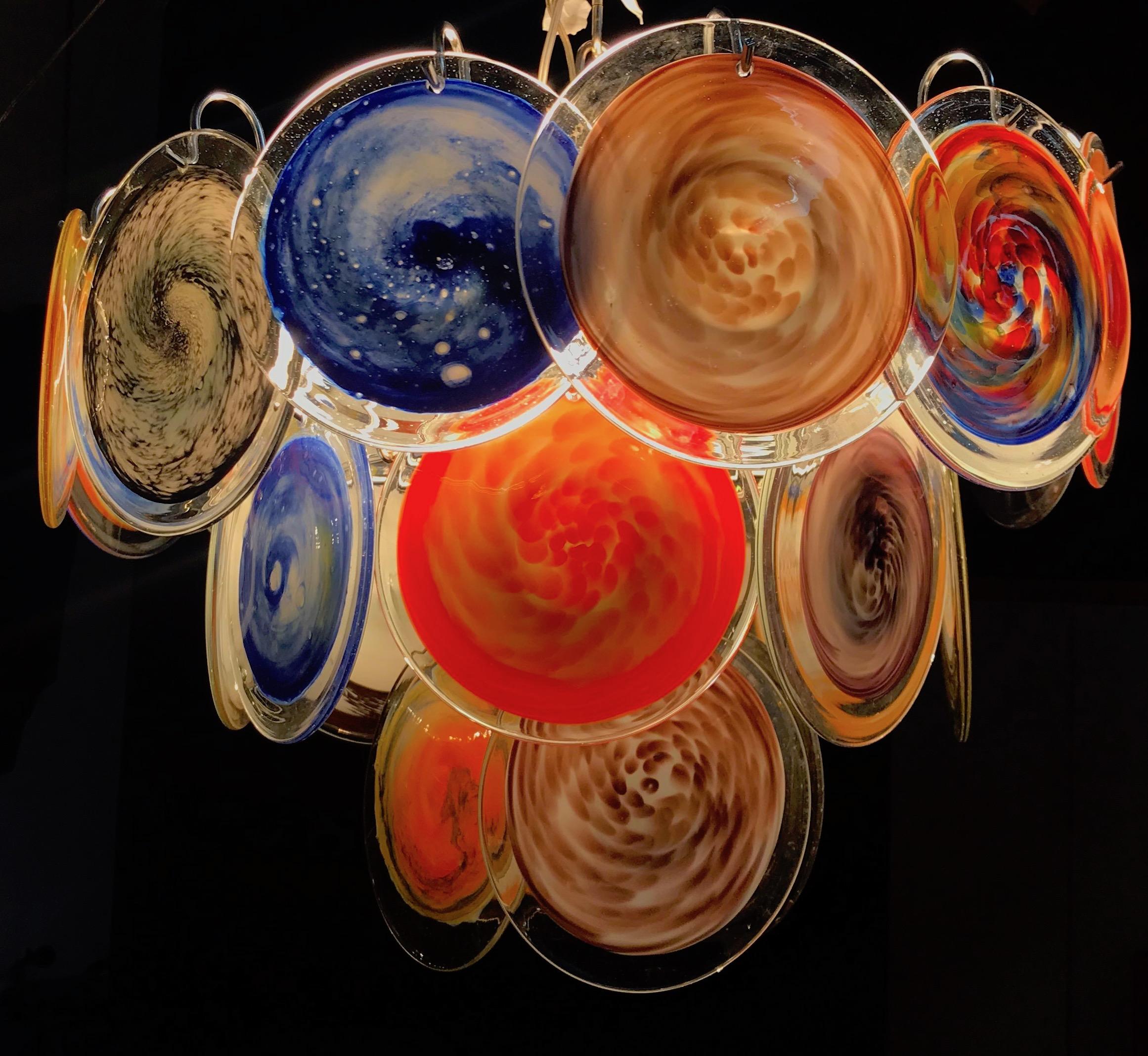 Multi-Color Murano Art Glass Disc Chandelier by Galleria Veneziani 2