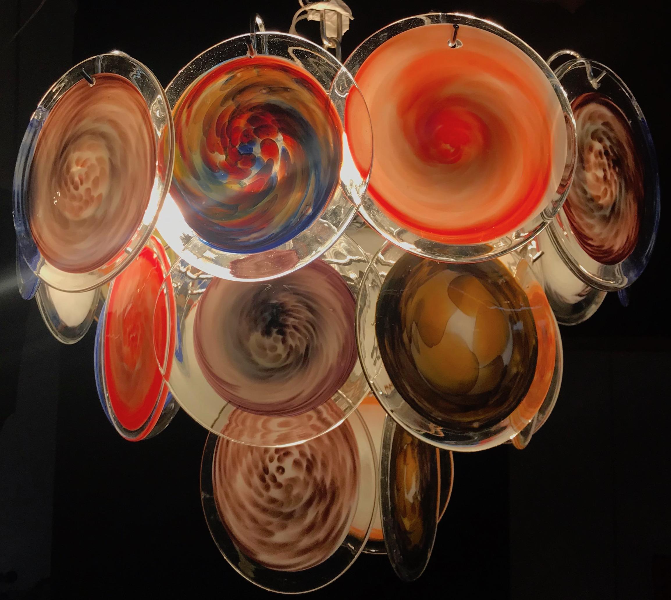 Multi-Color Murano Art Glass Disc Chandelier by Galleria Veneziani 3