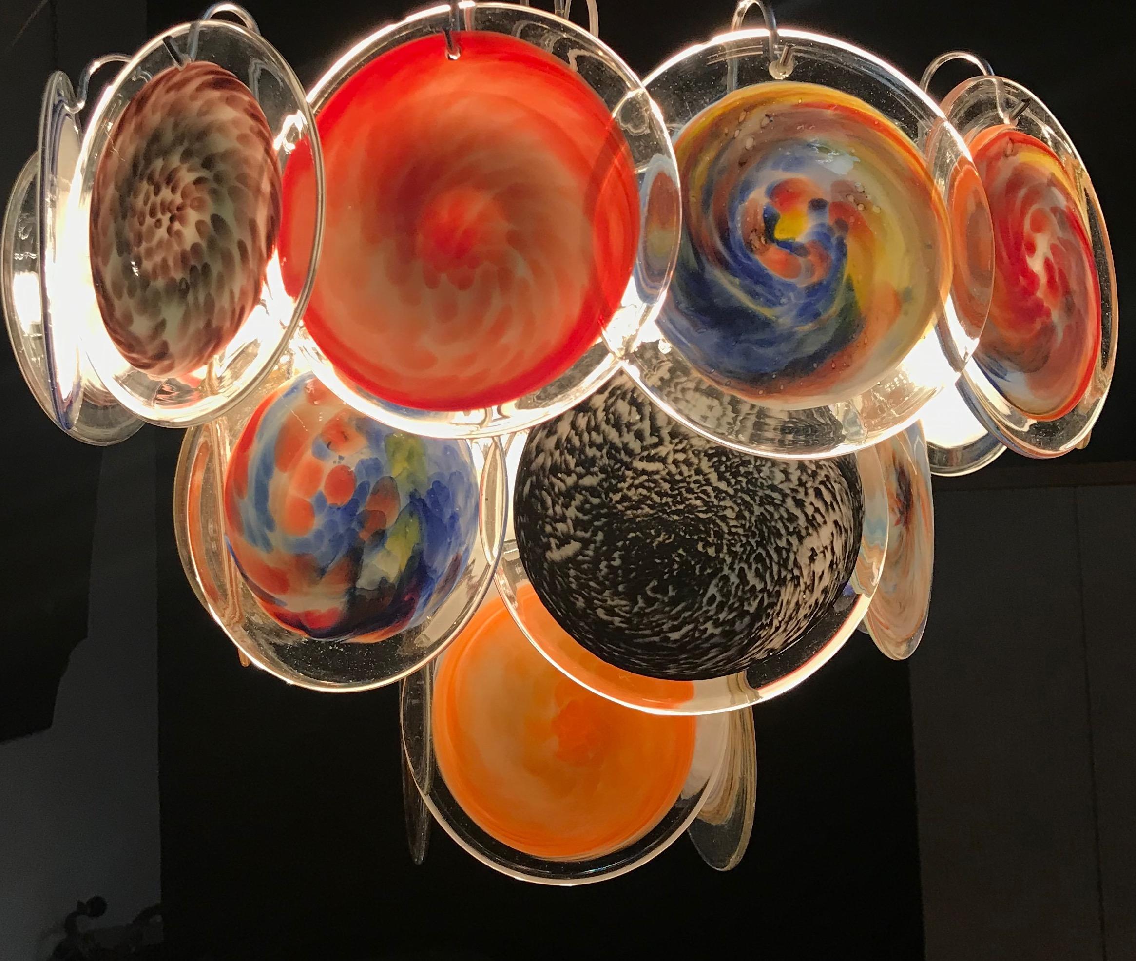 Multi-Color Murano Art Glass Disc Chandelier by Galleria Veneziani 4