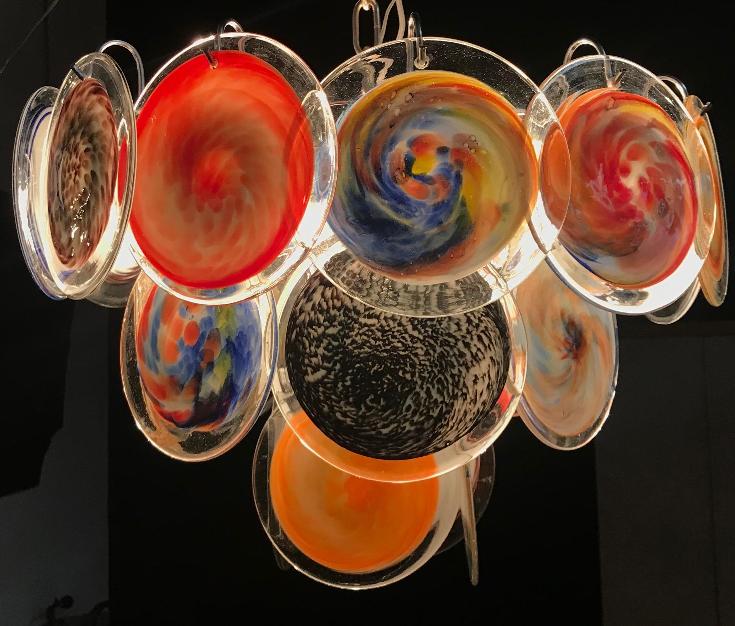 Multi-Color Murano Art Glass Disc Chandelier by Galleria Veneziani 5