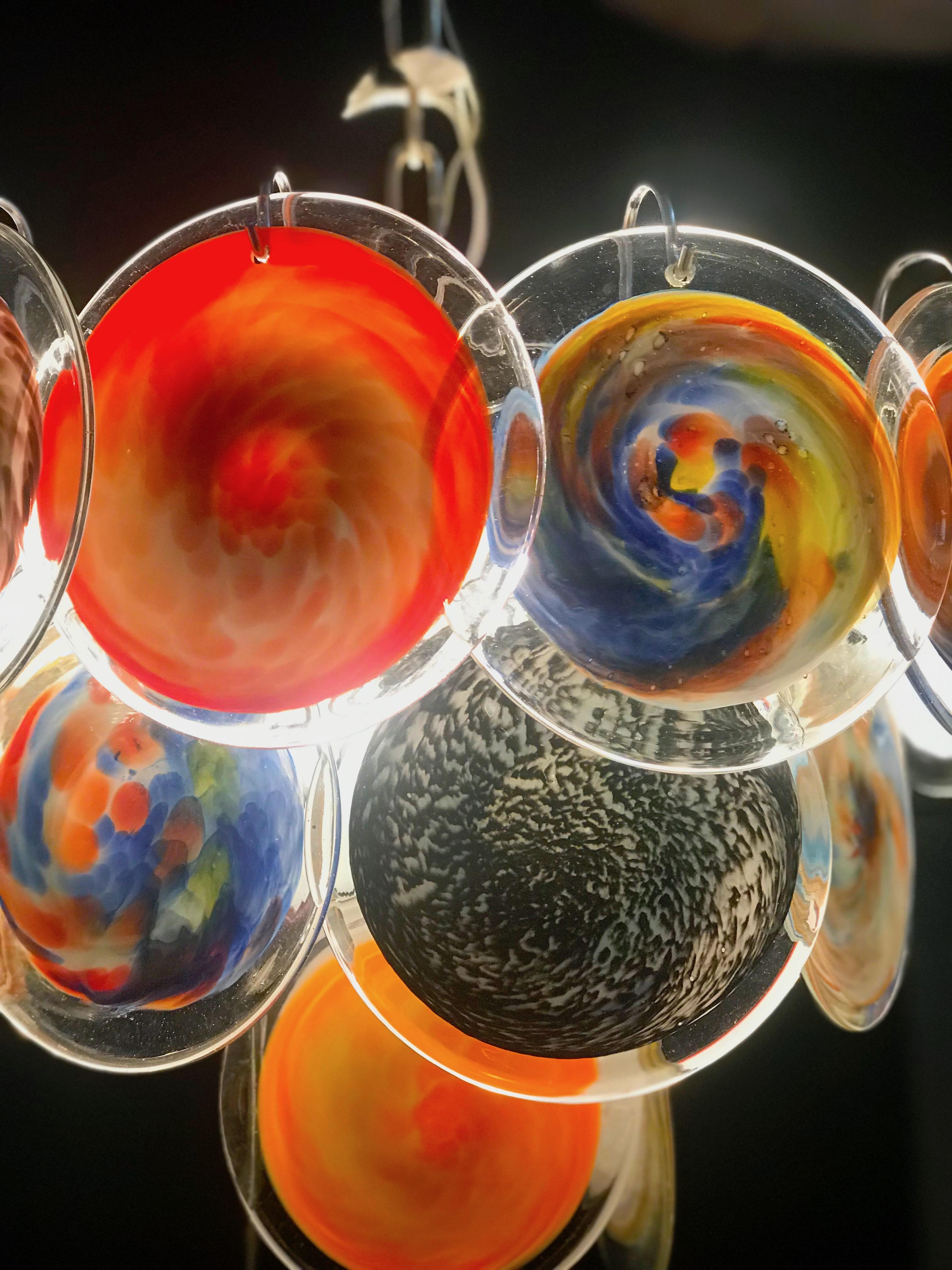 Multi-Color Murano Art Glass Disc Chandelier by Galleria Veneziani 6