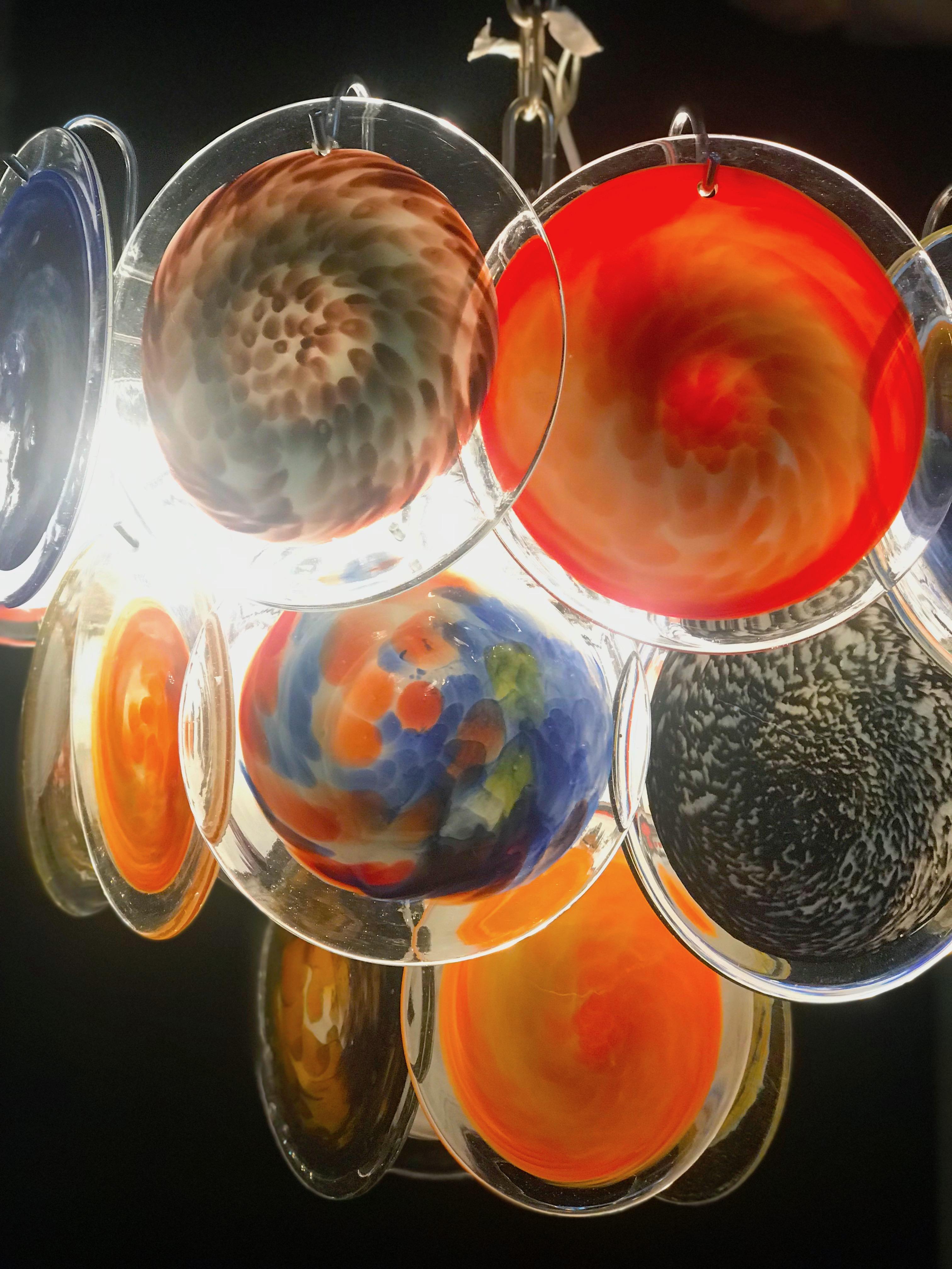 Multi-Color Murano Art Glass Disc Chandelier by Galleria Veneziani 7