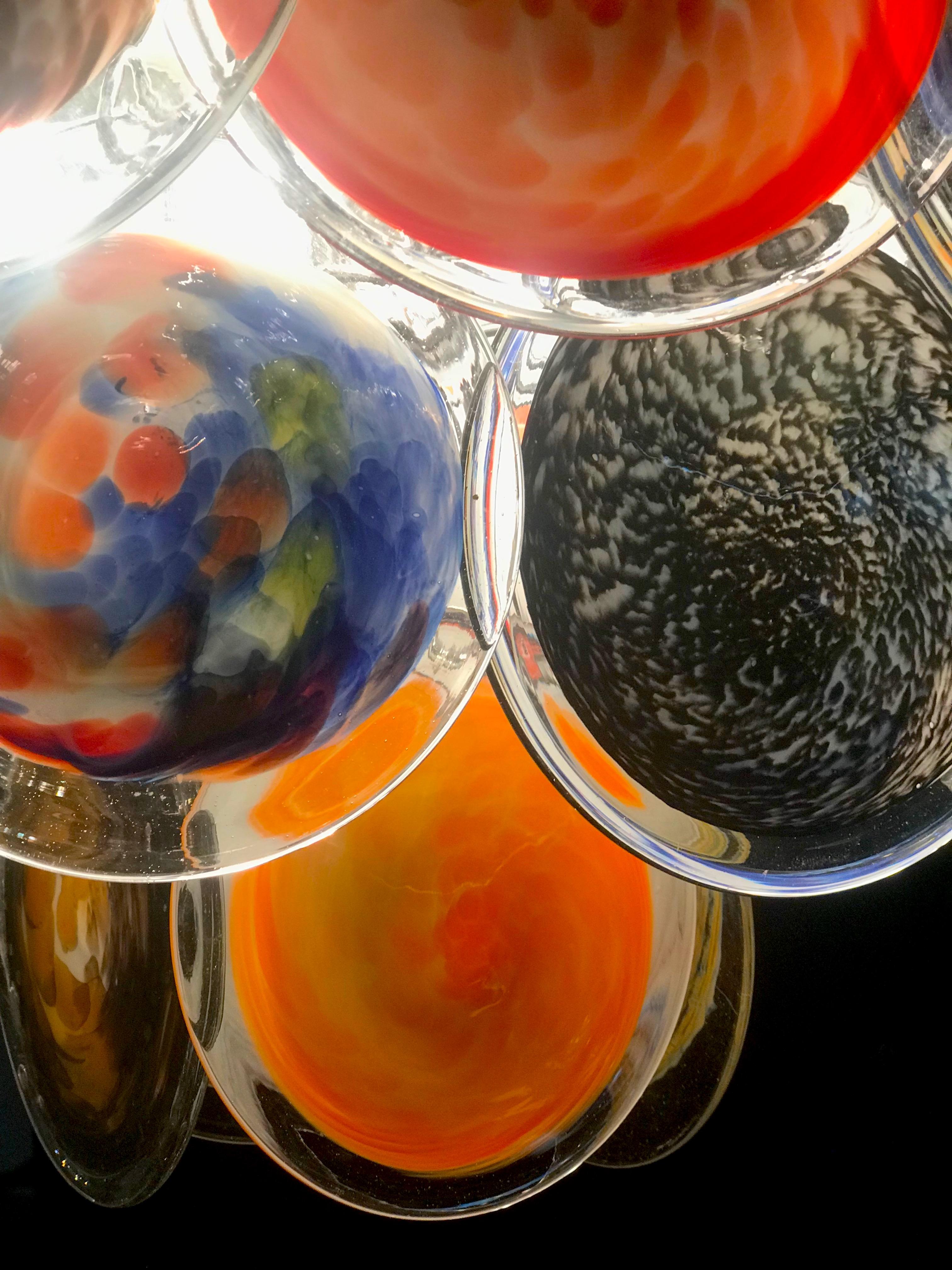 Multi-Color Murano Art Glass Disc Chandelier by Galleria Veneziani 8