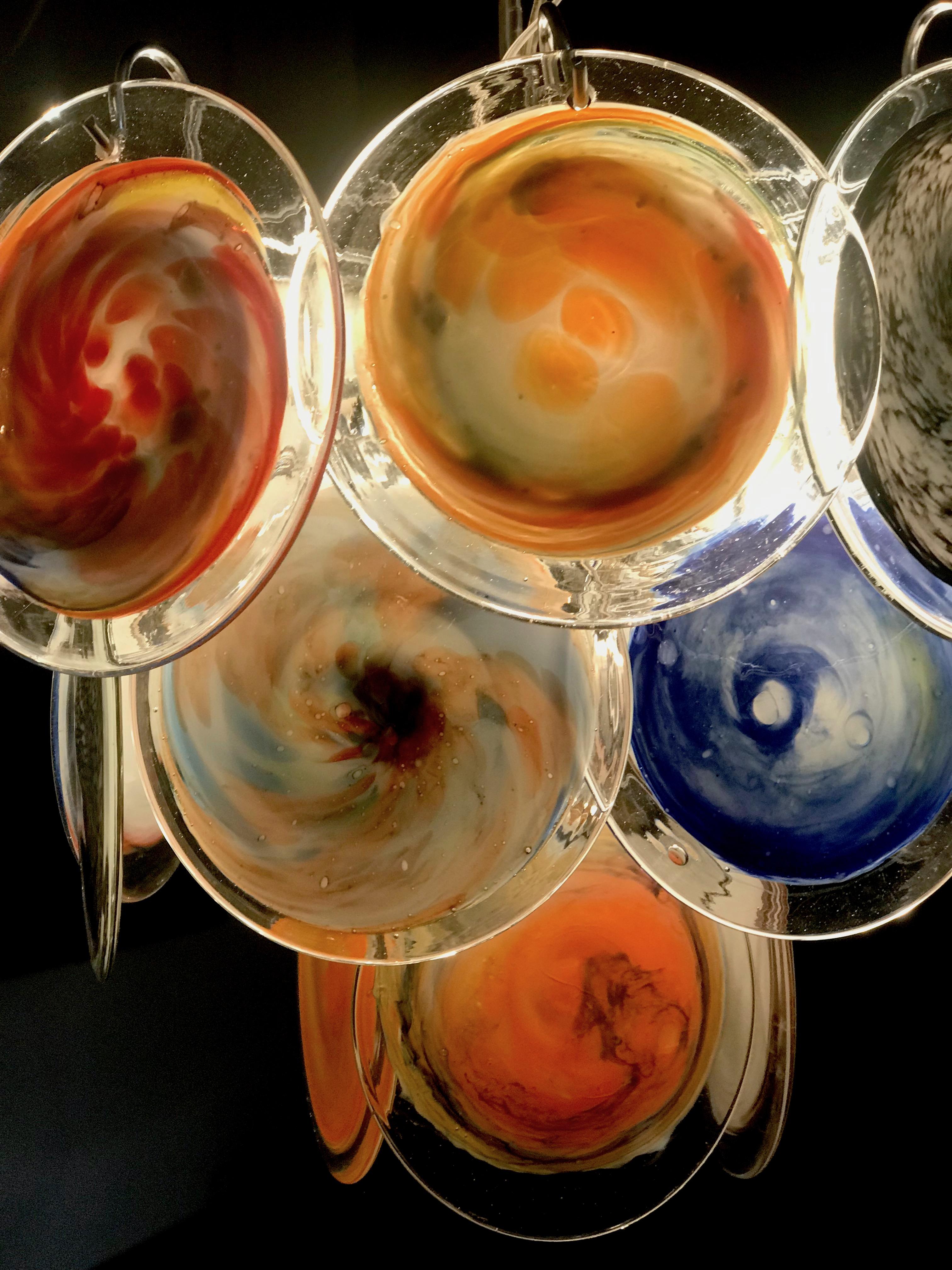 Multi-Color Murano Art Glass Disc Chandelier by Galleria Veneziani 9