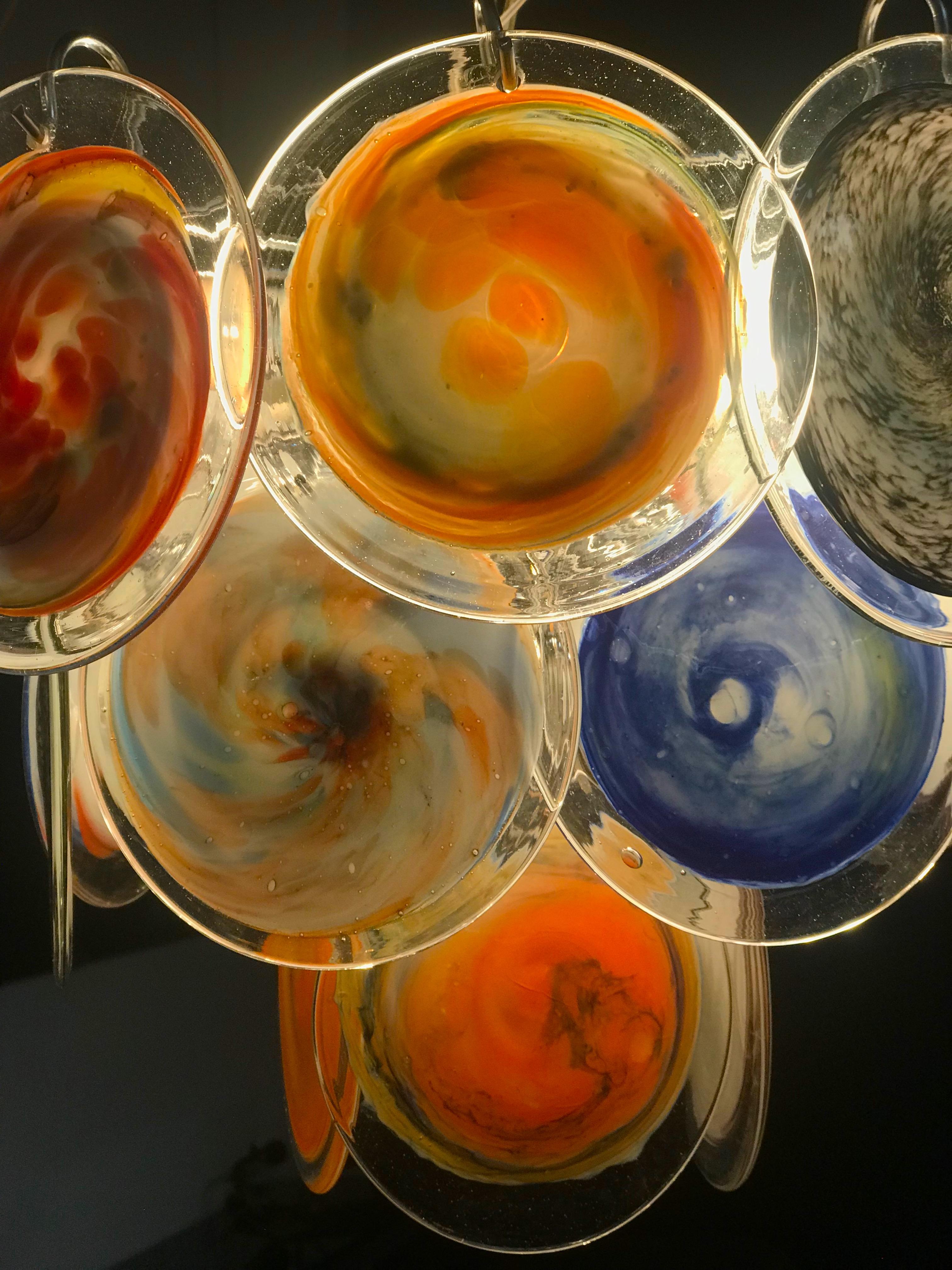 Multi-Color Murano Art Glass Disc Chandelier by Galleria Veneziani 10