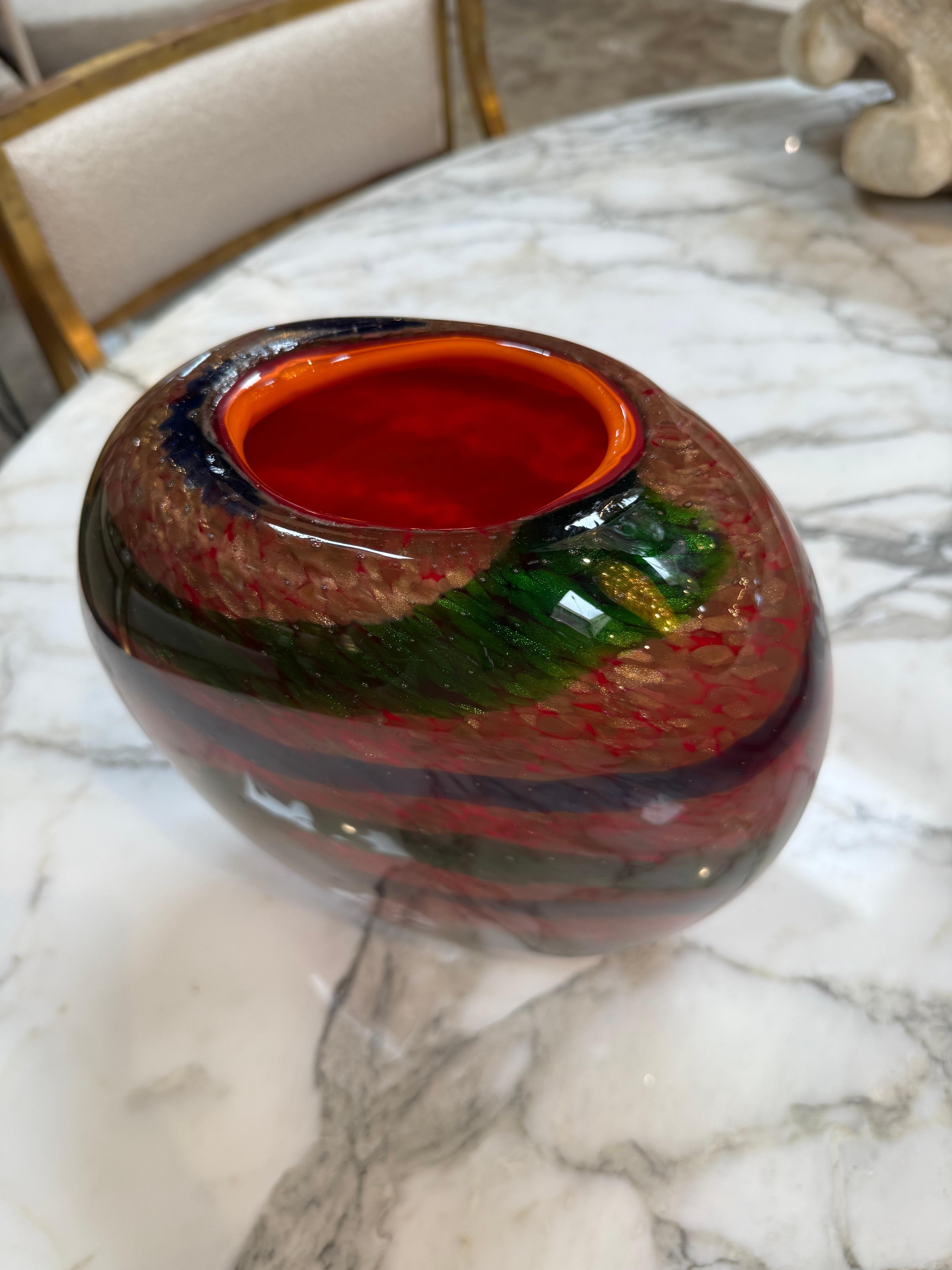 Moderno Vaso in vetro artistico di Murano multicolore in vendita