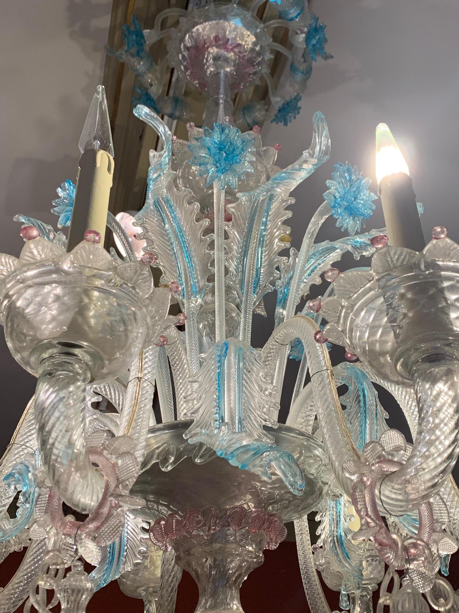 20th Century Multicolor Murano Chandelier with 16 Lights For Sale