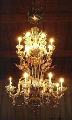 Multicolor Murano Chandelier with 16 Lights