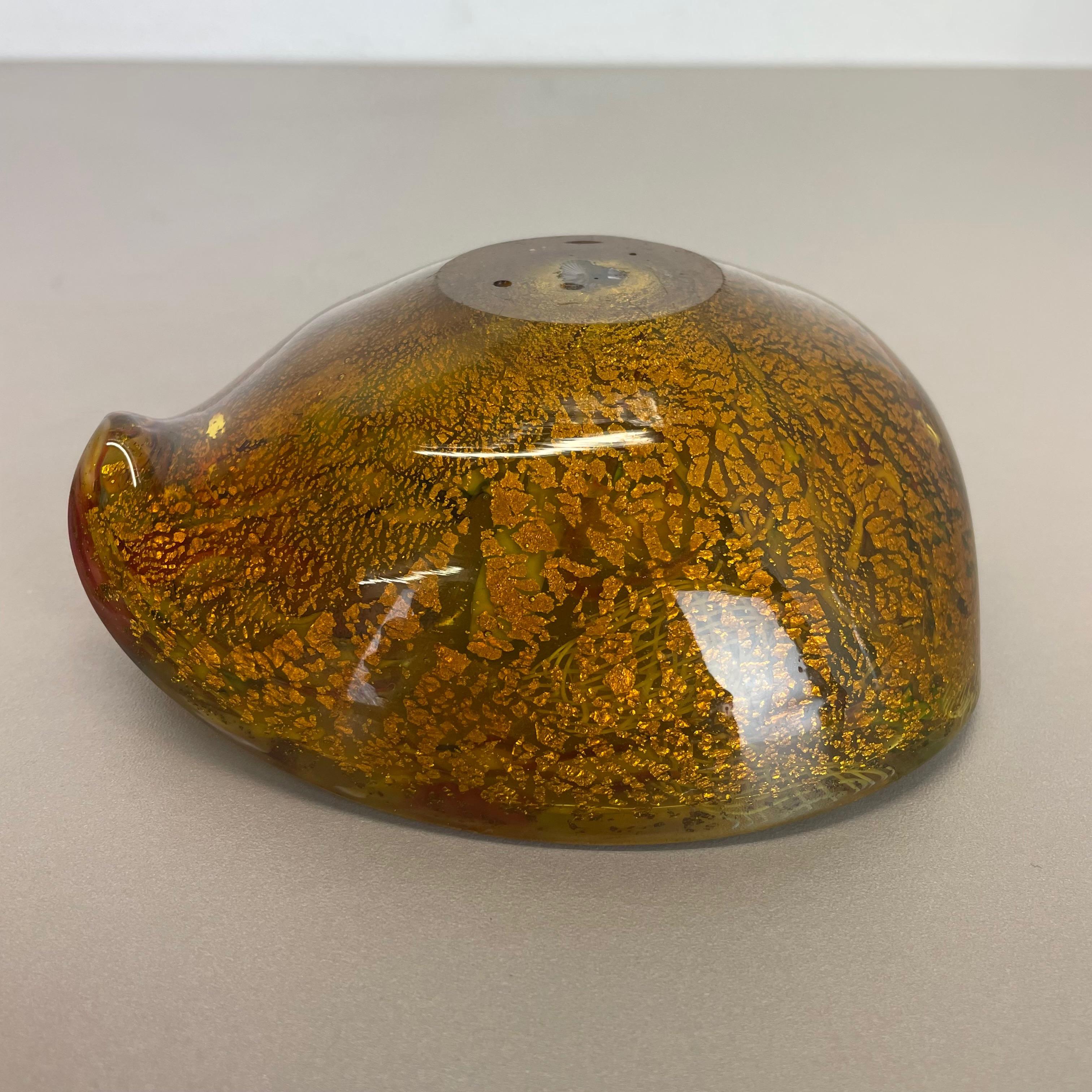 Mehrfarbige Murano-Glasschale Goldflakes Muschelaschenbecher Dino Martens Italien, 1960er Jahre im Angebot 11