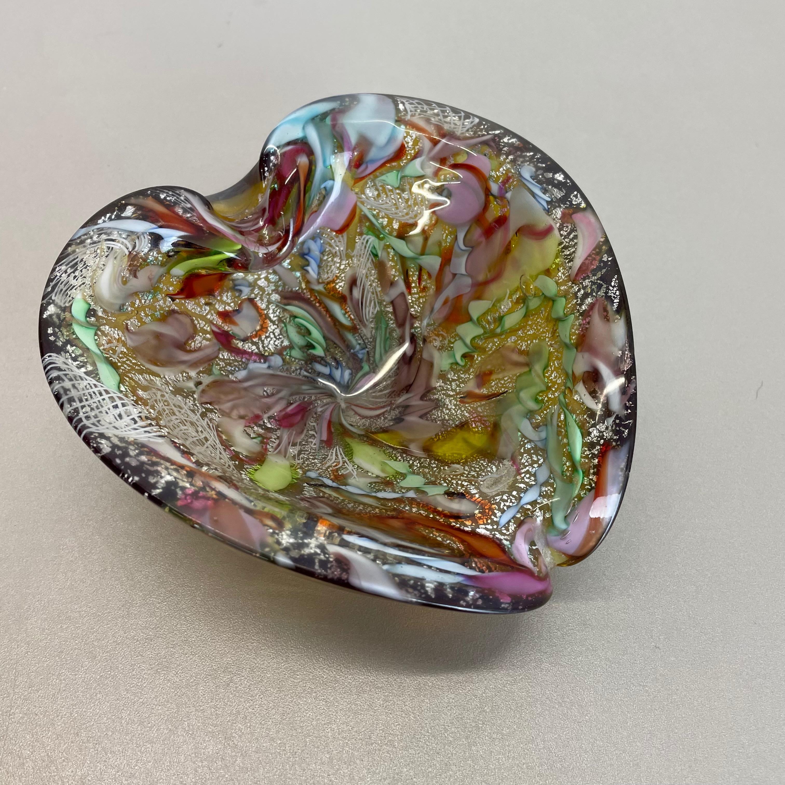 Multicolor Murano Glass Bowl Gold Flakes Shell Ashtray Dino Martens Italy, 1960s For Sale 3