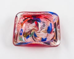 Multicolor Murano Glass Bowl Silver Flakes ash tray