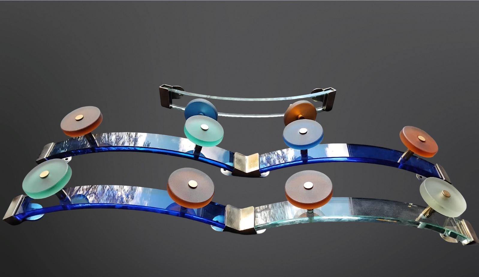 Ottone Appendiabiti multicolore in vetro di Murano modello 