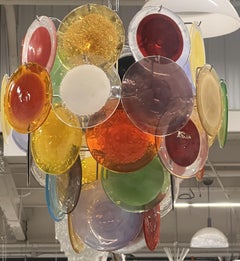 Multicolor Murano Glass Disc Chandelier by Vistosi