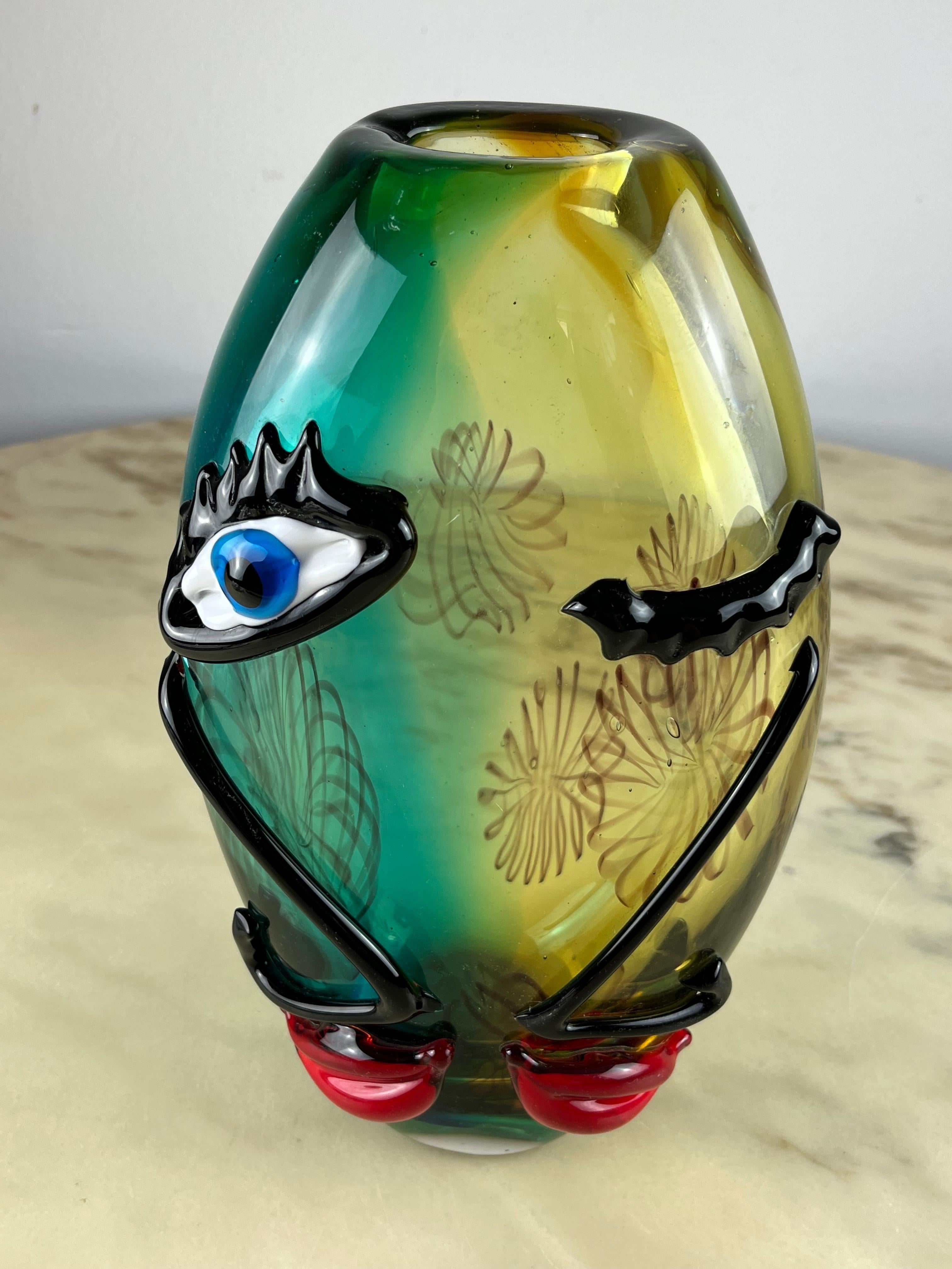 Multicolor Murano glass vase, attributed to Alfredo Barbini, 1980s
Purchased by my grandparents from a prestigious Venetian merchant. Intact, small signs of aging.