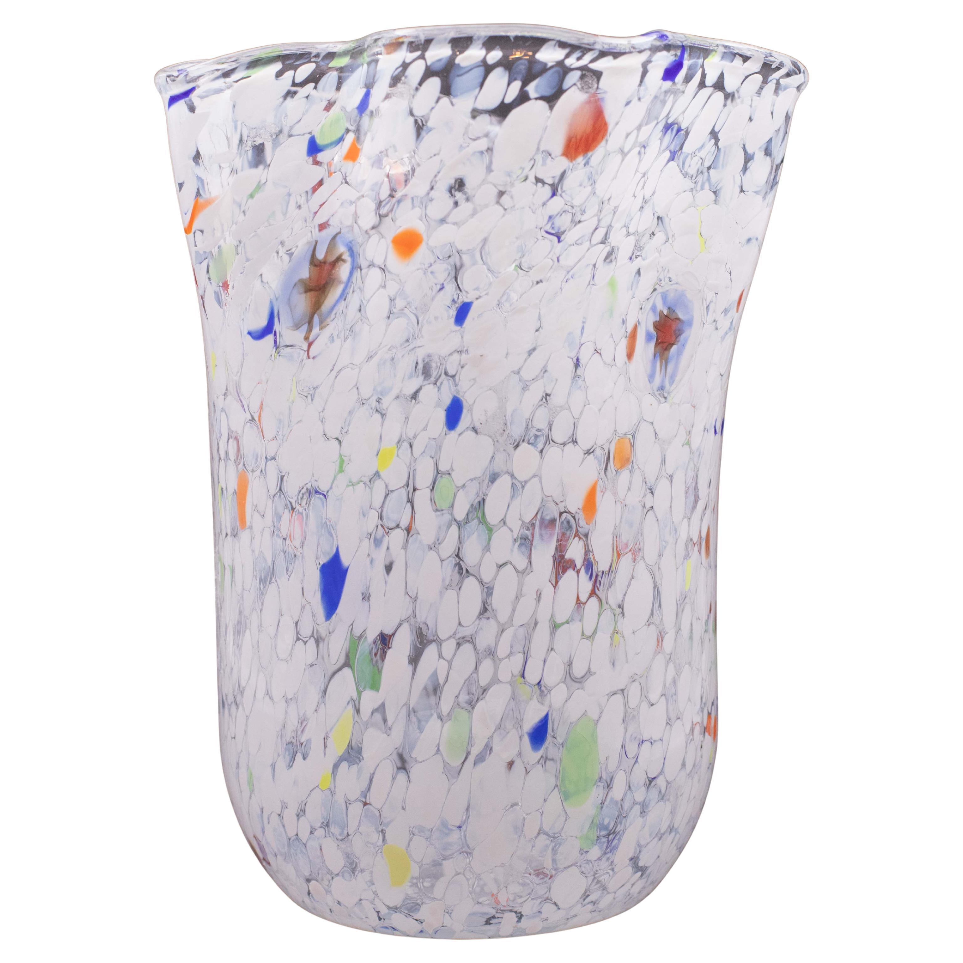 Multicolor Murano Glass Vase with Murrine