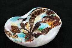 Italia Organic Multi Color Murrine & White Murano Glass Bowl, 1960