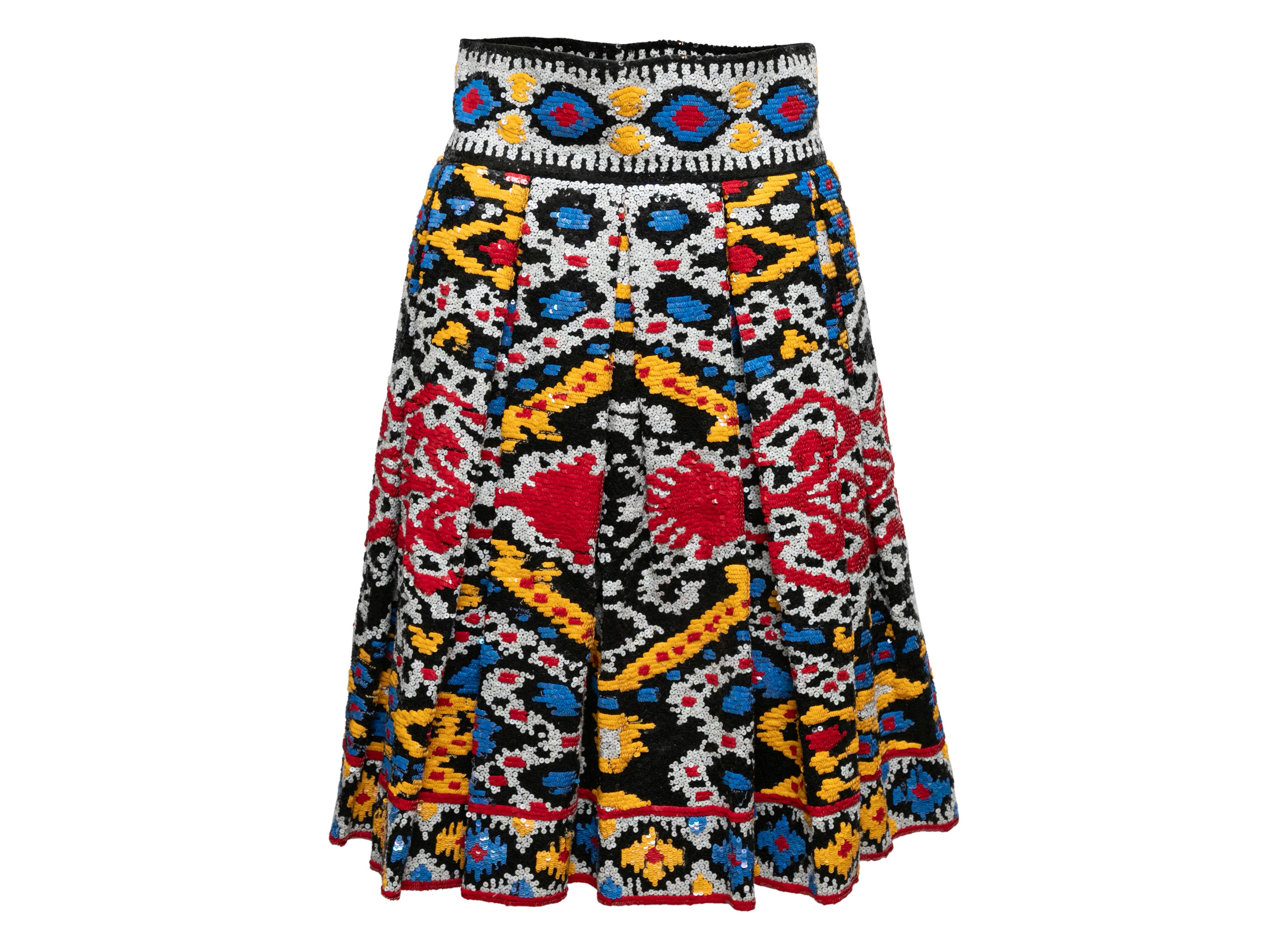 Women's Multicolor Naeem Khan Silk Sequin-Embellished Skirt Size US S/M For Sale