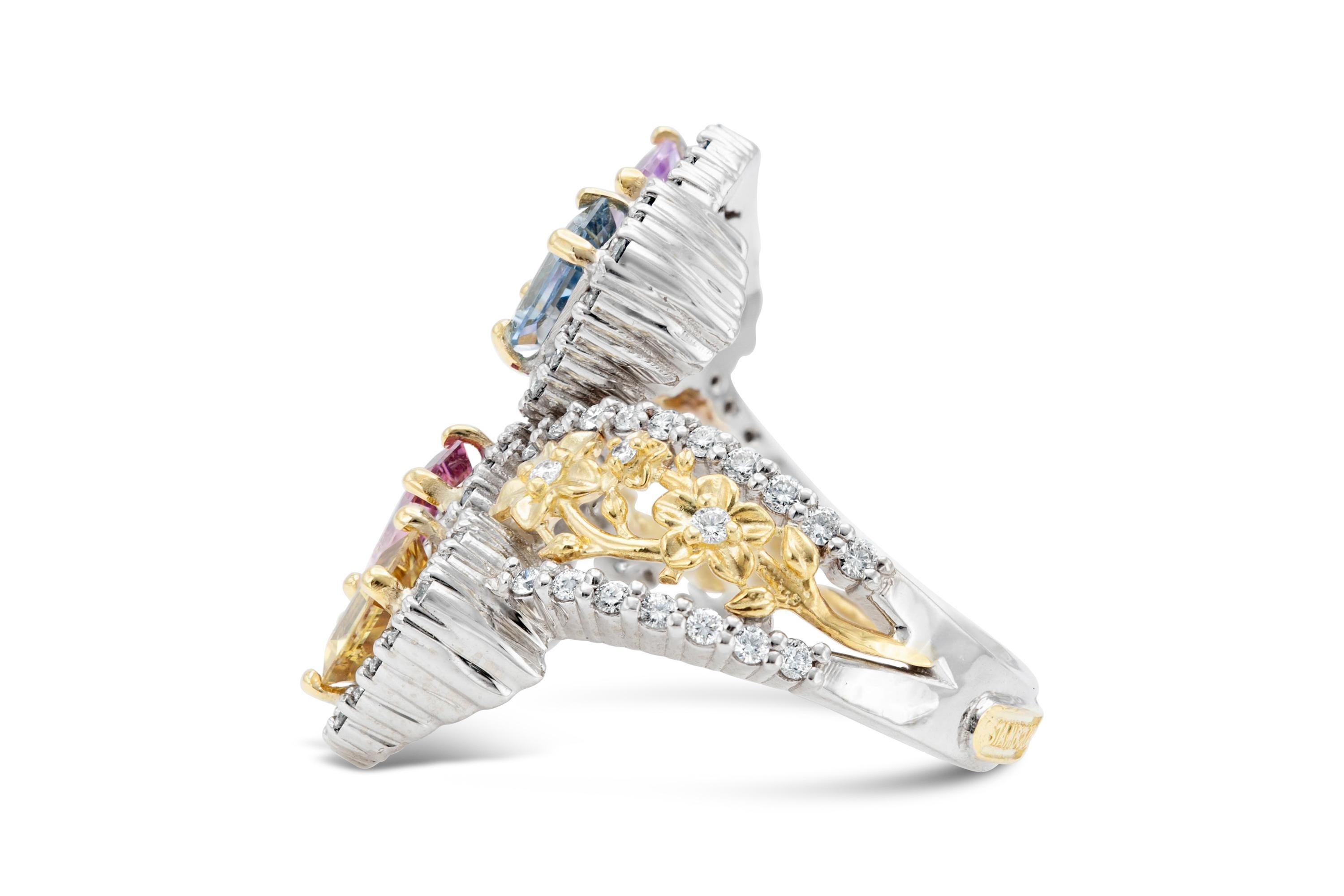 For Sale:  Multicolor No-Heat Sapphires Ring 3