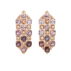 Sunita Nahata Multicolor Ombre Spinel Earrings with Diamond in 18KRG