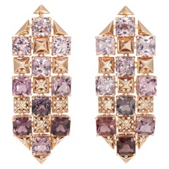 Orecchini con spinello multicolore e diamante in oro rosa 18 carati